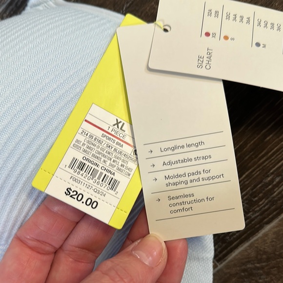 Women's all in motion Light Blue Bra Seamless Sports Bra XLarge - Picture 4 of 4